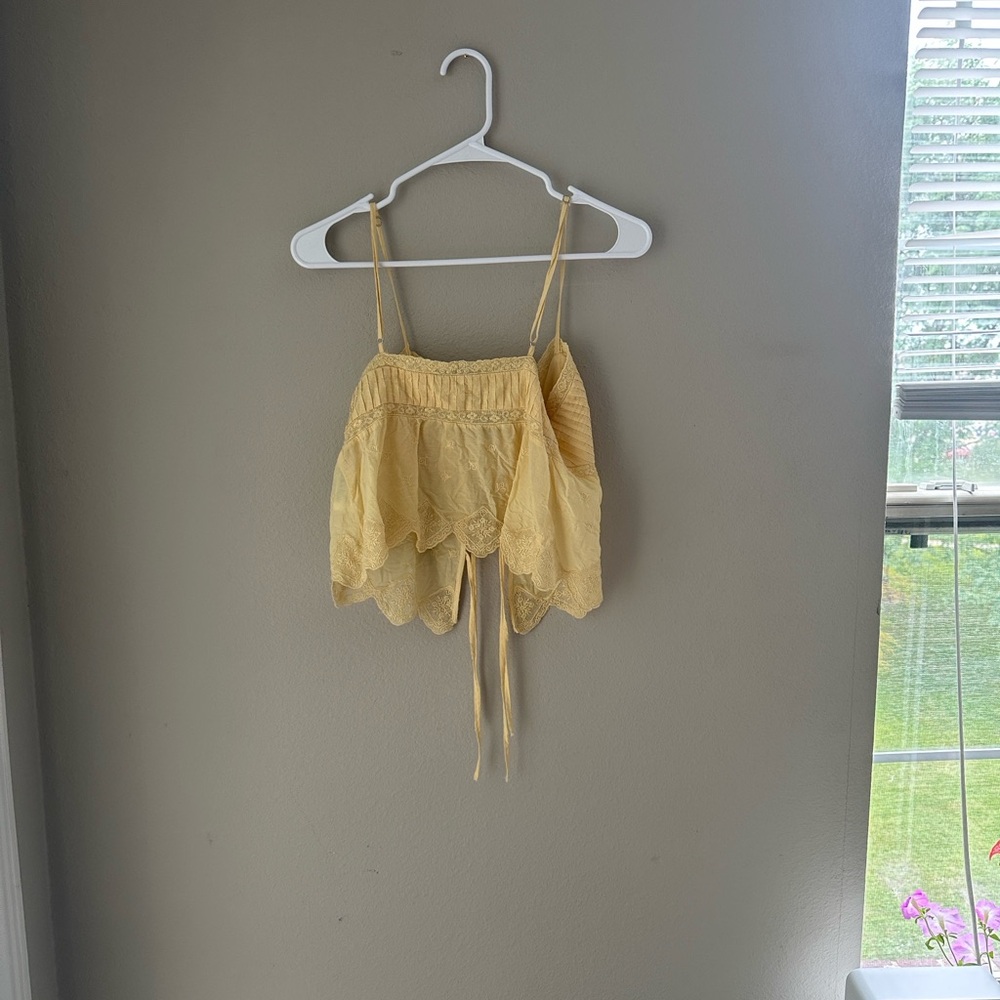 Yellow Lace Trim Cami Top - Women Intimates